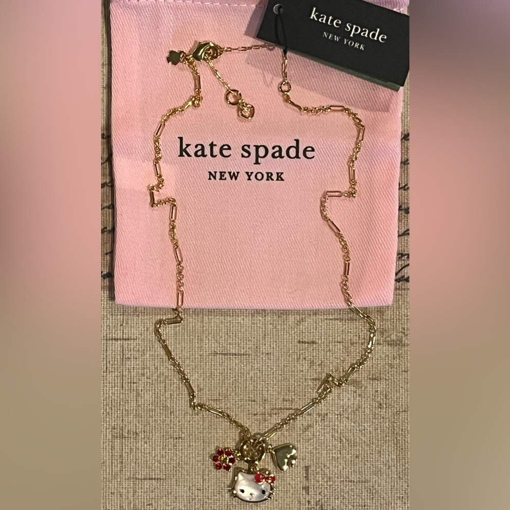 Kate Spade Hello Kitty Pendant Necklace - Pink Accents NWT